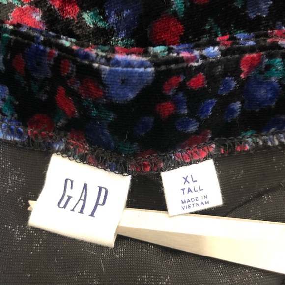 Gap Ruffle Velour Velvet Black Floral Shift Dress - Picture 10 of 10